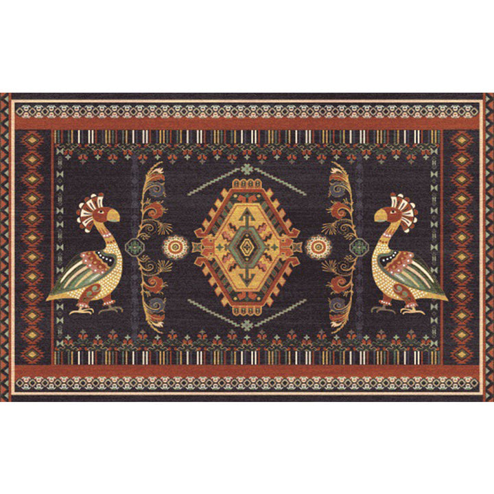 BowLift | Stem Southwest Carpet in Black Animals Diamond Stripes Pattern Carpet Polyester Stain-Resistant Carpet for Home Decorations