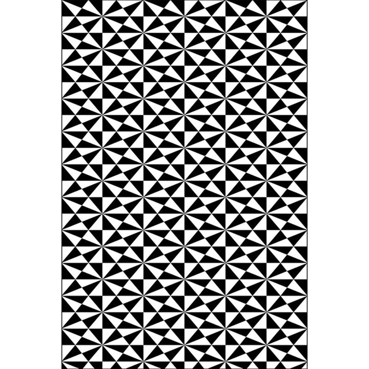 Black and White Bedroom Rug Modern Geometric Triangle Pattern Area Rug Polyester Non-Slip Back Washable Rug | Bowlift