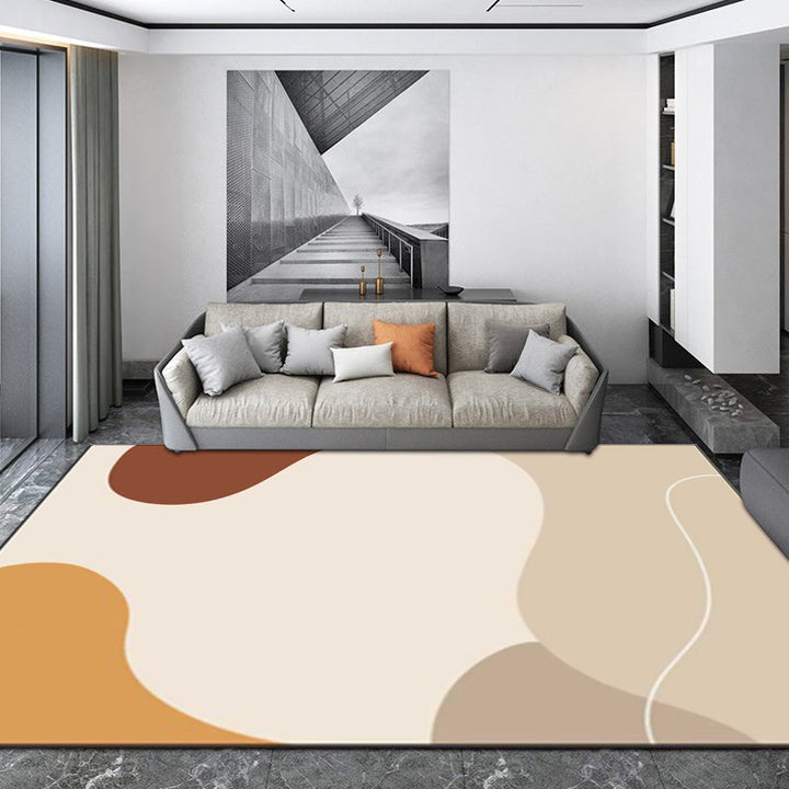 BowLift | Ivory Bedroom Carpet Novelty Color Block Irregular Shapes Pattern Rug Polyester Non-Slip Back Washable Rug