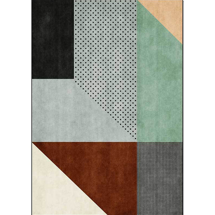 Modern Living Room Rug Multicolored Color Cut Irregular Shape Dots Print Rug Polyester Non-Slip Back Rug | Bowlift