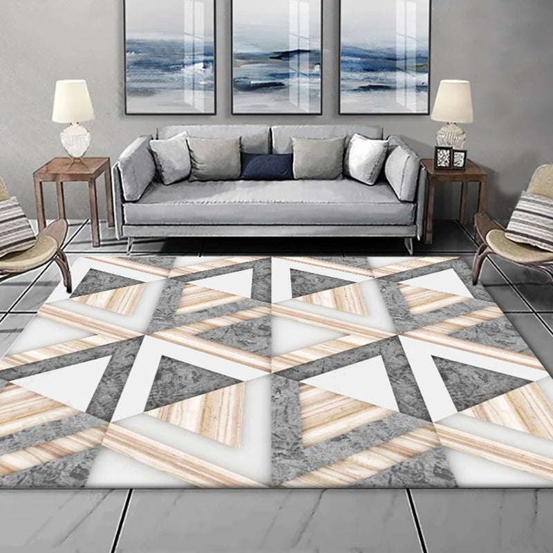 Modern Living Room Rug Multicolored Geometric Marble Print Rug Polyester Non-Slip Back Rug | Bowlift