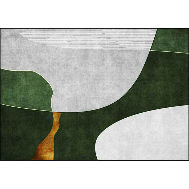 BowLift | Green and Gray Bedroom Carpet Novelty Color Block Stripe Pattern Area Rug Polyester Stain Resistant Rug