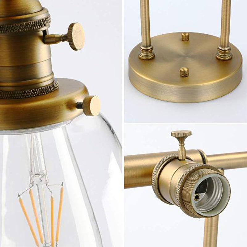 BowLift | 3-Bulb Cone Wall Mount Light Fixture Industrial Brass Clear Glass Lighting for Restaurant