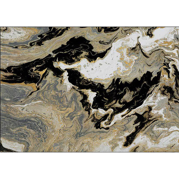 New Abstract Carpet Black and Gold Polyester Carpet Machine Washable Non-Slip Carpet for Bedroom | Bowlift