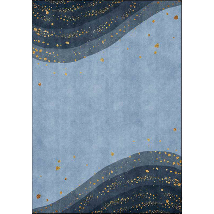 Blue contemporary rug polyester abstract rug washable non-slip backing rug for the living room | Bowlift