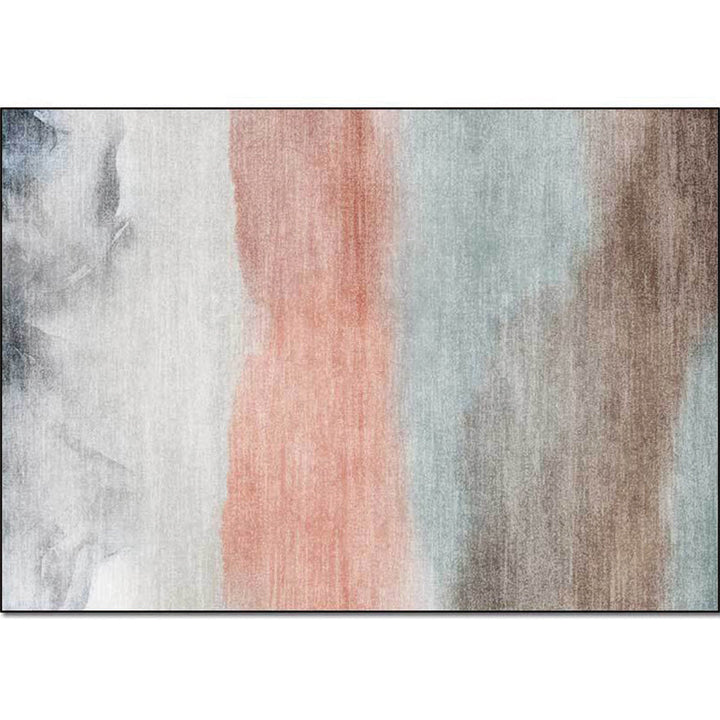 Casual abstract rug Green Pink and Gray Polyester rug Machine washable Non-slip rug for the bedroom | Bowlift