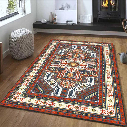BowLift | Tribal Southwest Carpet in Red and Gray Geometric Pattern Rug Polyester Non-slip Rug for Home Decor