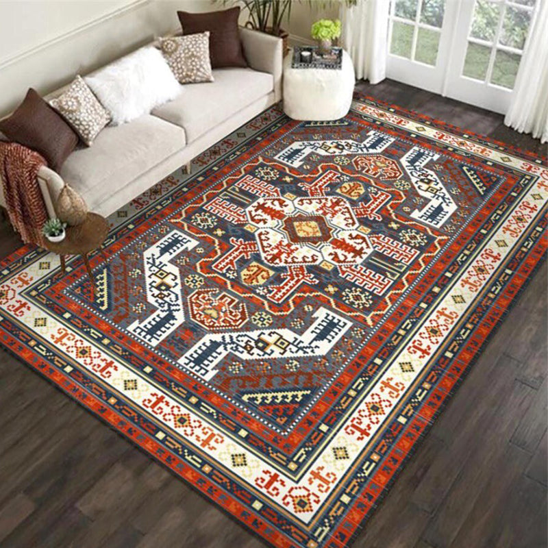 BowLift | Tribal Southwest Carpet in Red and Gray Geometric Pattern Rug Polyester Non-slip Rug for Home Decor