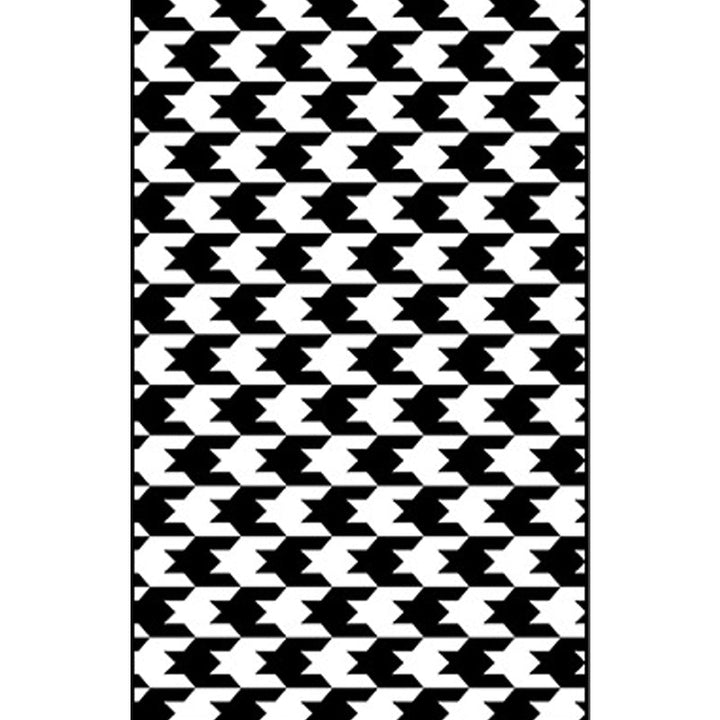 Black and White Bedroom Rug Modern Plaid Houndstooth Pattern Rug Polyester Non-Slip Back Rug | Bowlift