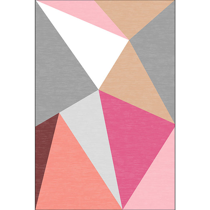 Multicolored Bedroom Rug Modern Color Block Triangle Pattern Carpet Polyester Non-Slip Back Carpet | Bowlift