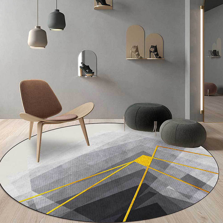Nordic Modern Rug in Gray Geometry Lines Pattern Rug Polyester Machine Washable Rug for Home Decor | Bowlift