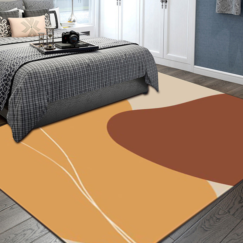 BowLift | Brown Bedroom Carpet New Color Block Irregular Shape Line Pattern Carpet Polyester Non-Slip Back Carpet