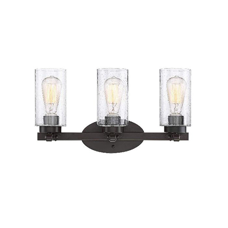 BowLift | 3-Bulb Seed Glass Wall Light Industry Black Cylinder Dining Room Wall Lamp in Clear
