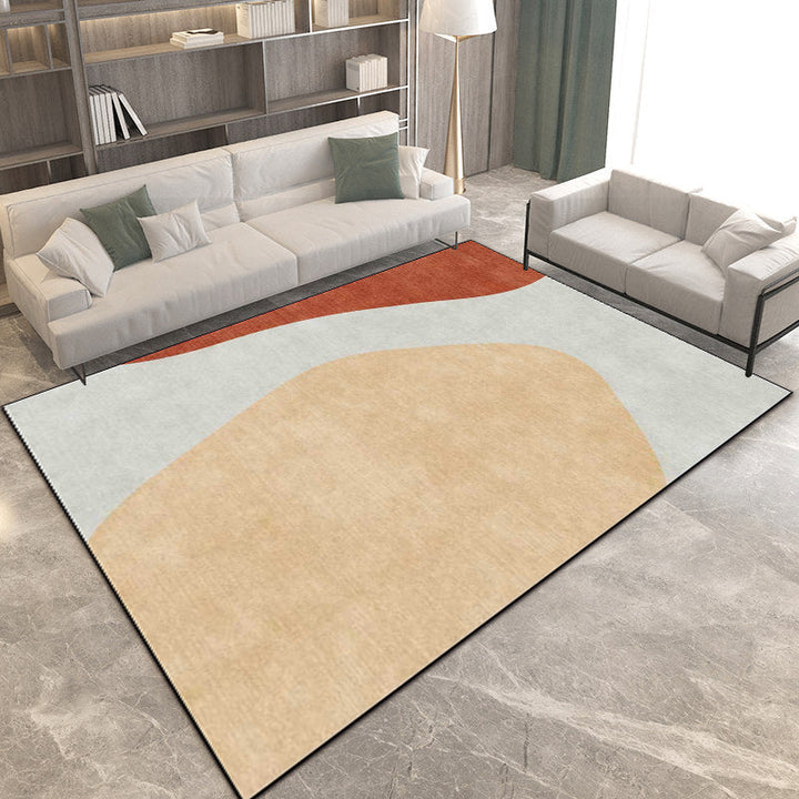 BowLift | Novelty living room rug in gray and brown color block print rug polyester anti-slip backing rug