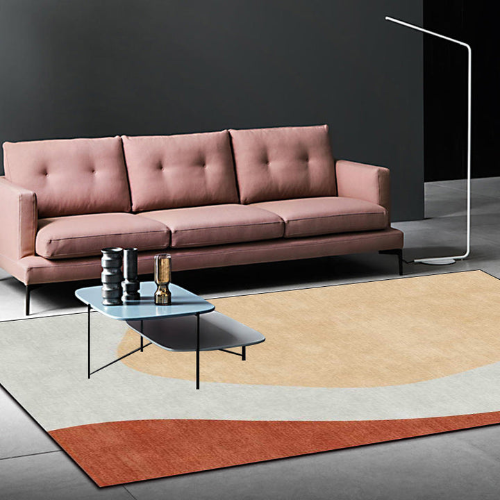 BowLift | Novelty living room rug in gray and brown color block print rug polyester anti-slip backing rug