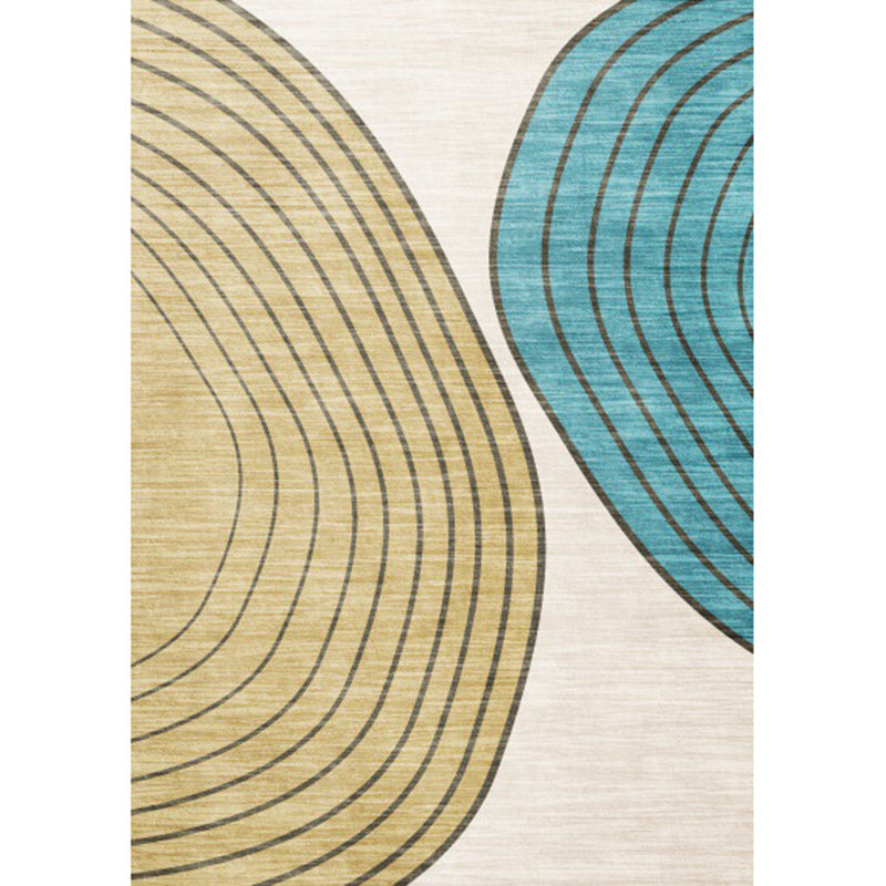 BowLift | Novelty Living Room Carpet in Ivory and Yellow Color Block Stripe Print Carpet Polyester Non-Slip Bedroom Rug