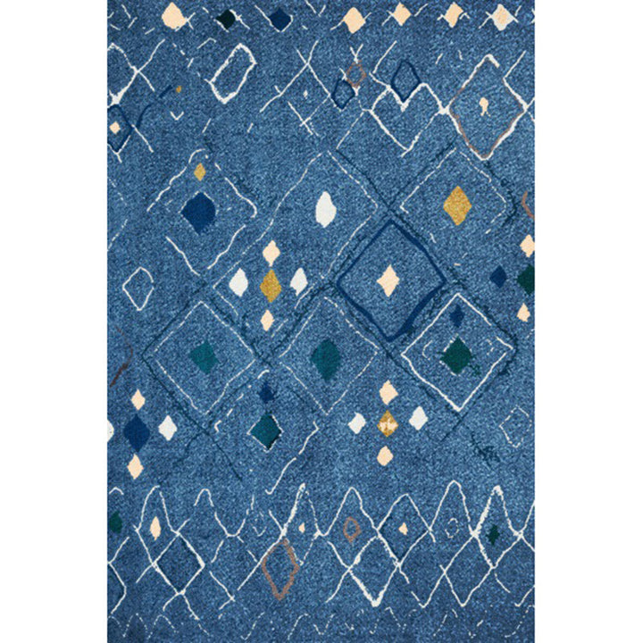 BowLift | Novelty living room carpet in blue geometric diamond print carpet polyester washable stain resistant  
Washable carpet
