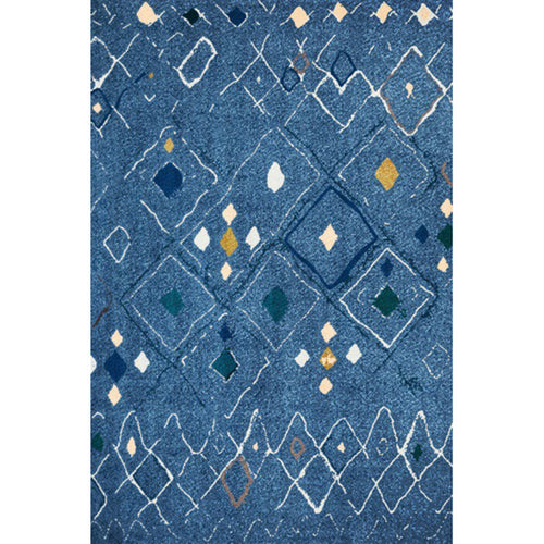 BowLift | Novelty living room carpet in blue geometric diamond print carpet polyester washable stain resistant  
Washable carpet