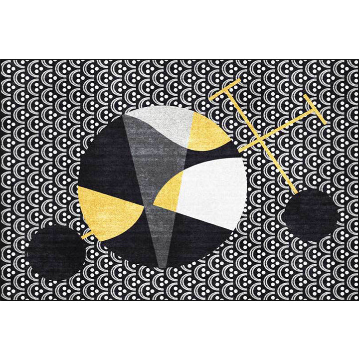 BowLift | Black modern carpet polyester abstract carpet machine washable non-slip backing carpet for the living room