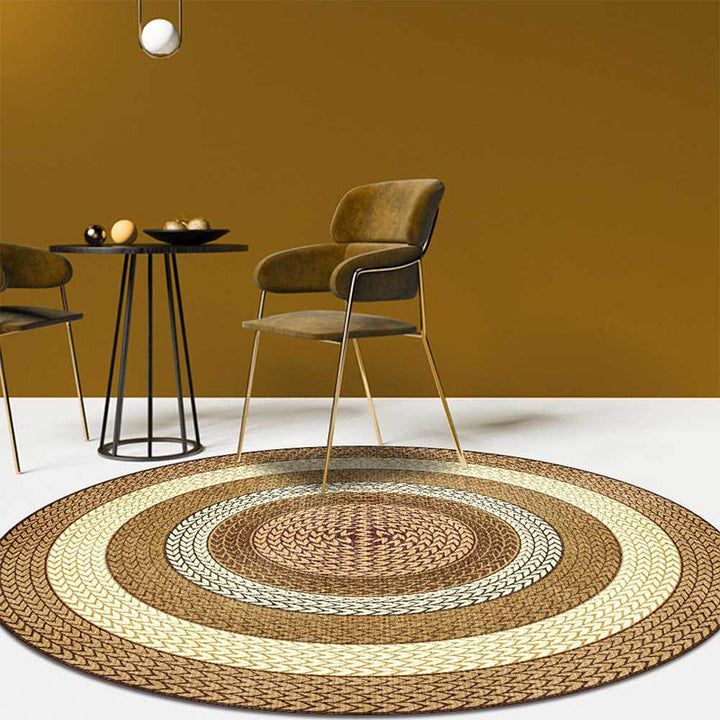 BowLift | Rustic Concentric Circles Pattern Carpet Yellow and Green Polyester Carpet Machine Washable Non-Slip Carpet for Living Room