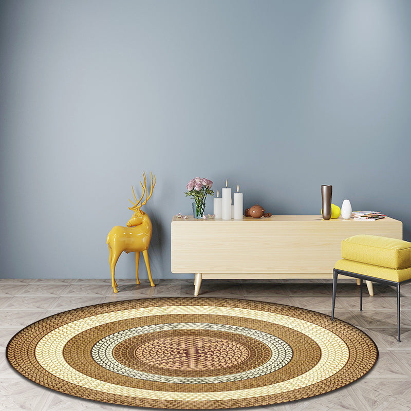 BowLift | Rustic Concentric Circles Pattern Carpet Yellow and Green Polyester Carpet Machine Washable Non-Slip Carpet for Living Room