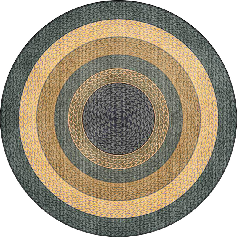 BowLift | Rustic Concentric Circles Pattern Carpet Yellow and Green Polyester Carpet Machine Washable Non-Slip Carpet for Living Room