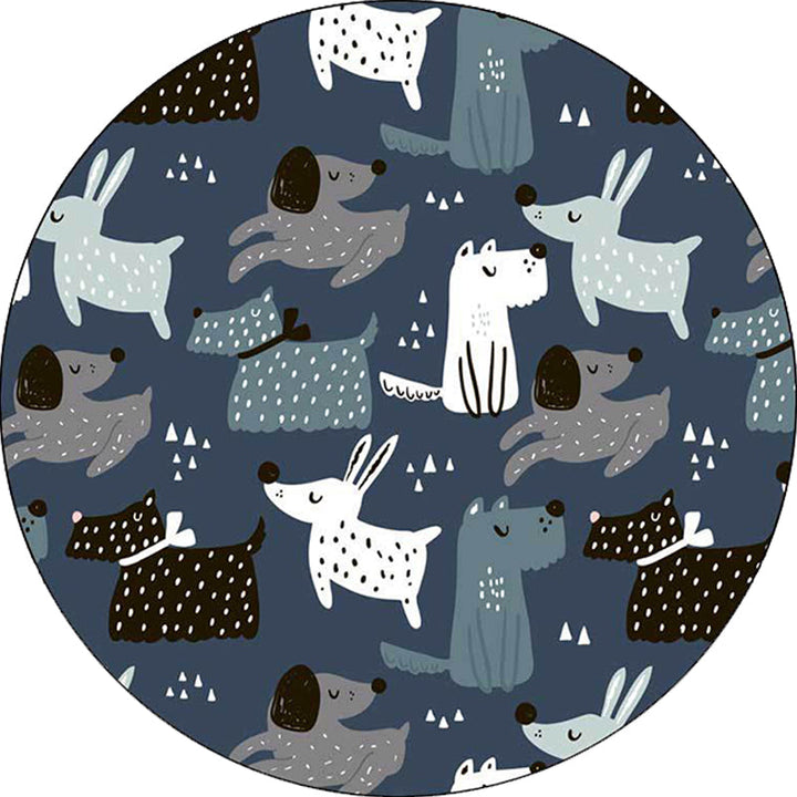 BowLift | Casual Kids Carpet in Blue Animal Rabbit Dog Pattern Carpet Polyester Stain Resistant Washable Carpet for the Children's Room