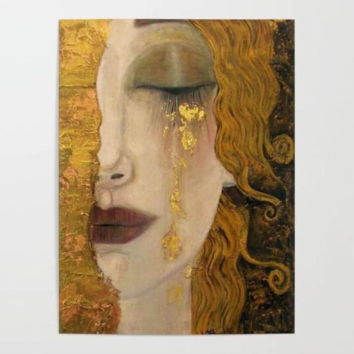 Woman Golden Tears - Canvas Wall Art Painting | Bowlift