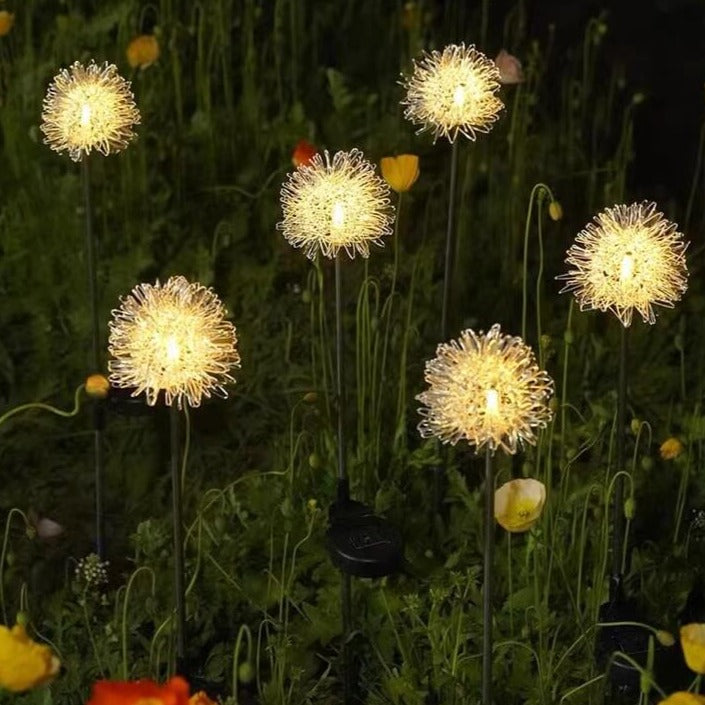 Solar Dandelion Aluminum Wire Globe Light LED Outdoor Waterproof Luminous Garden Insert Ground Landscape Light | Bowlift