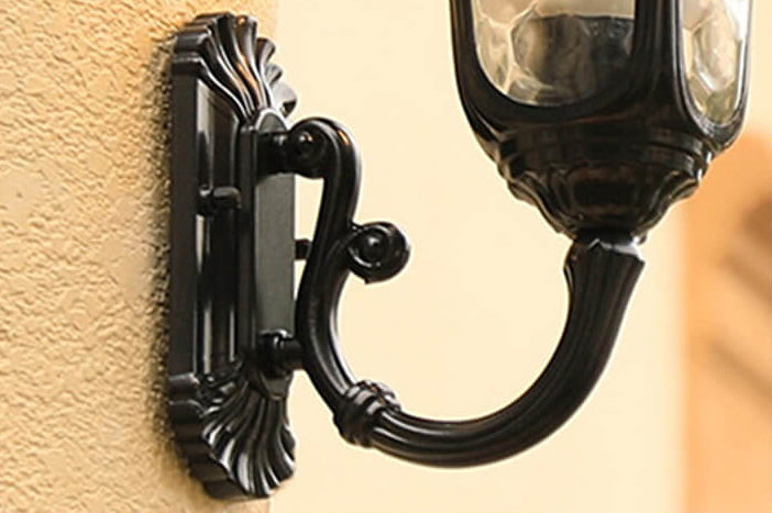 European Retro Waterproof Stone Pattern Glass Lampshade 1-Light Outdoor Wall Sconce Lamp | Bowlift