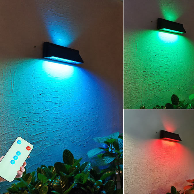 Outdoor Solar Waterproof Rectangular Slant LED Patio Wall Sconce Lamp | Bowlift