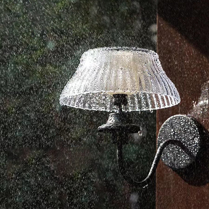 Contemporary Retro Solar Iron Alloy Plastic LED Waterproof Wall Sconce Lamp For Outdoor | Bowlift