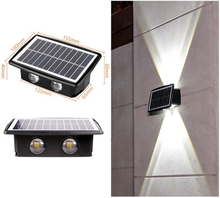 BowLift | Solar LED outdoor wall light with up & down effect – Modern wall lighting for garden and terrace