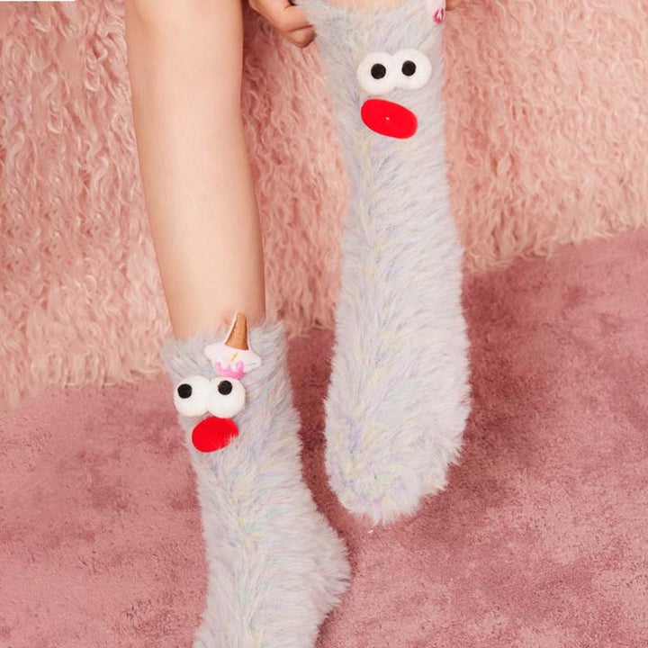 BowLift | Coral velour three-dimensional original socks