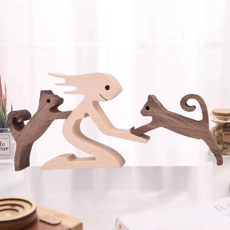 Gift For Pet Lovers - Wood Sculpture Table Ornaments - The Love Between You And Your Fur-Friend | Bowlift