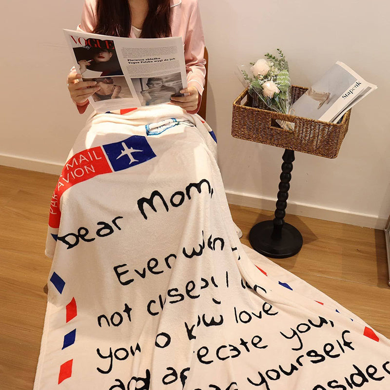 Letter Printed Flannel Throw Blanket Gift for Mom | Bowlift