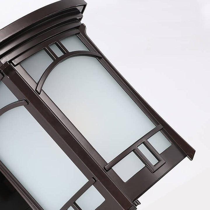 Modern Square Aluminum Glass Carved 1-Light Outdoor Waterproof Wall Sconce Lamp | Bowlift
