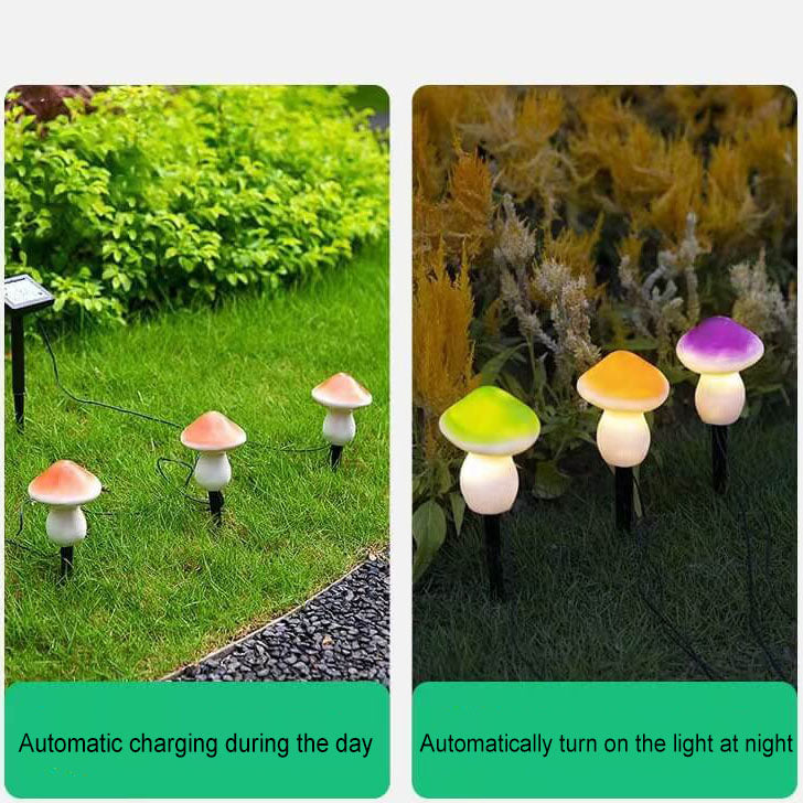 Solar Outdoor Resin Mushroom LED Garden Ground Insert Decorative Landscape Light | Bowlift