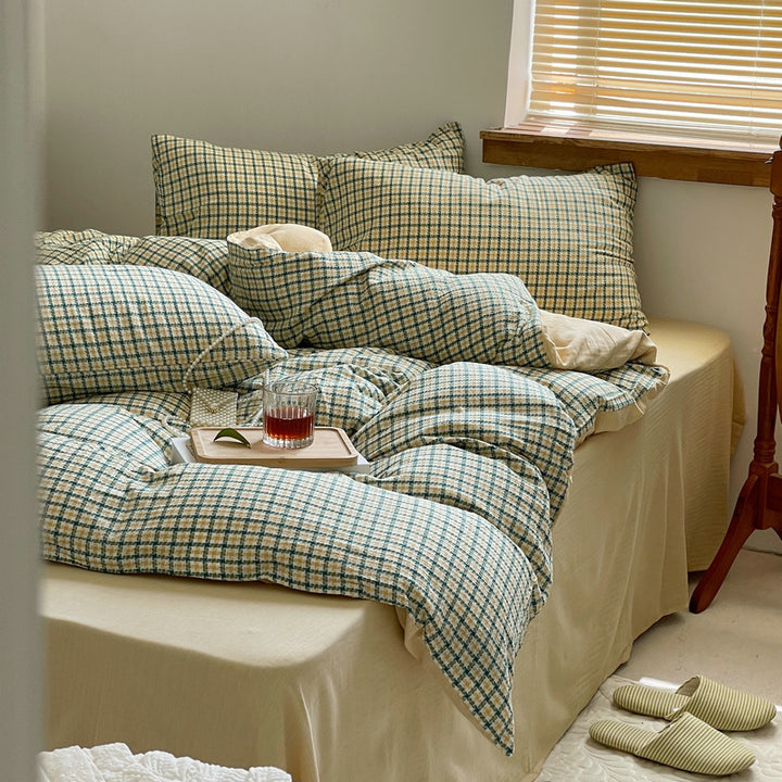 Cotton bedding set, 4-piece, jacquard pattern