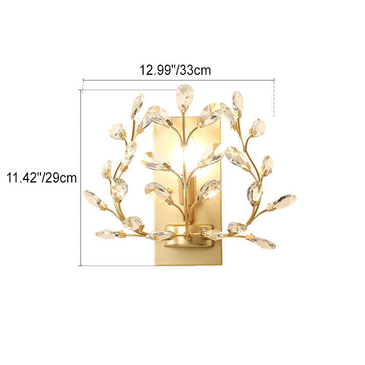 BowLift | Luminis Wall Light | Luxury Crystal Design | Leaf Motif | 1-Bulb & Modern