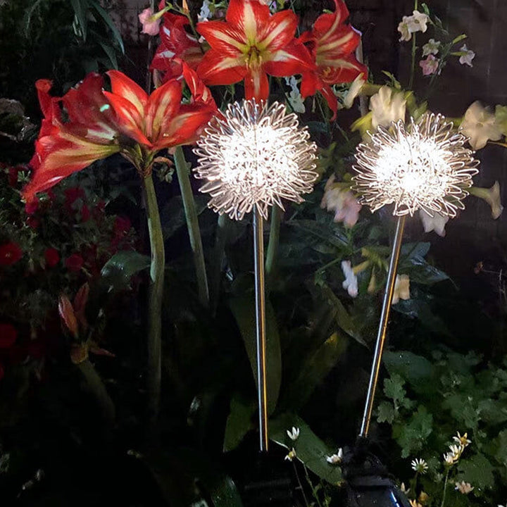 Solar Dandelion Aluminum Wire Globe Light LED Outdoor Waterproof Luminous Garden Insert Ground Landscape Light | Bowlift