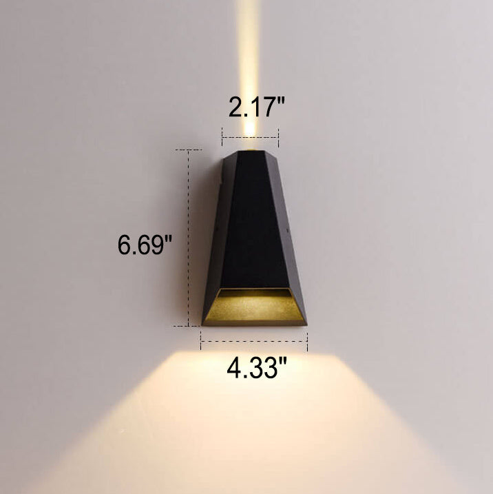 Modern Creative Trapezoid Up and Down Illuminated LED Outdoor Wall Sconce Lamp | Bowlift