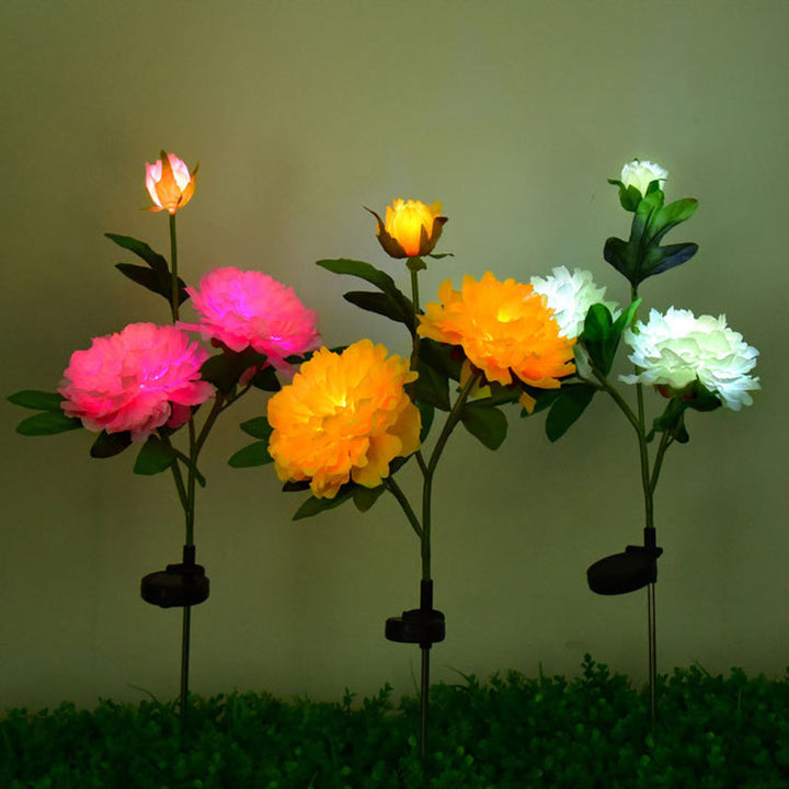 Contemporary Creative Solar Peony Flower LED Waterproof Lawn Landscape Insert Light For Outdoor Patio | Bowlift
