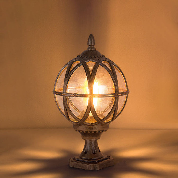 Traditional Colonial Globe Glass Aluminum 1-Light Outdoor Light For Garden | Bowlift