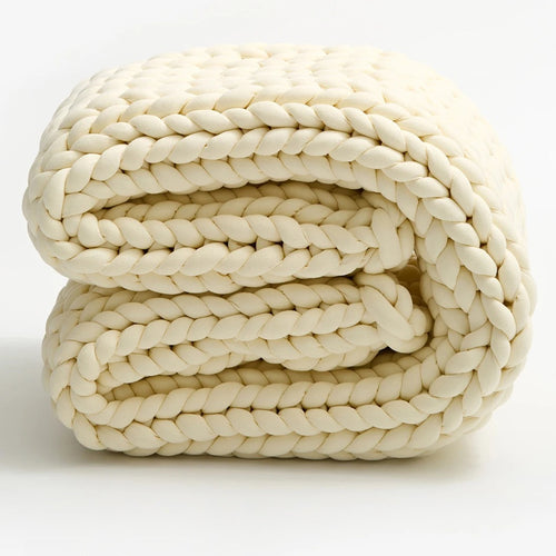 Chunky Knit Throw Handmade Weighted Blanket - SUPER COZY & CALMING BLANKET Bowlift