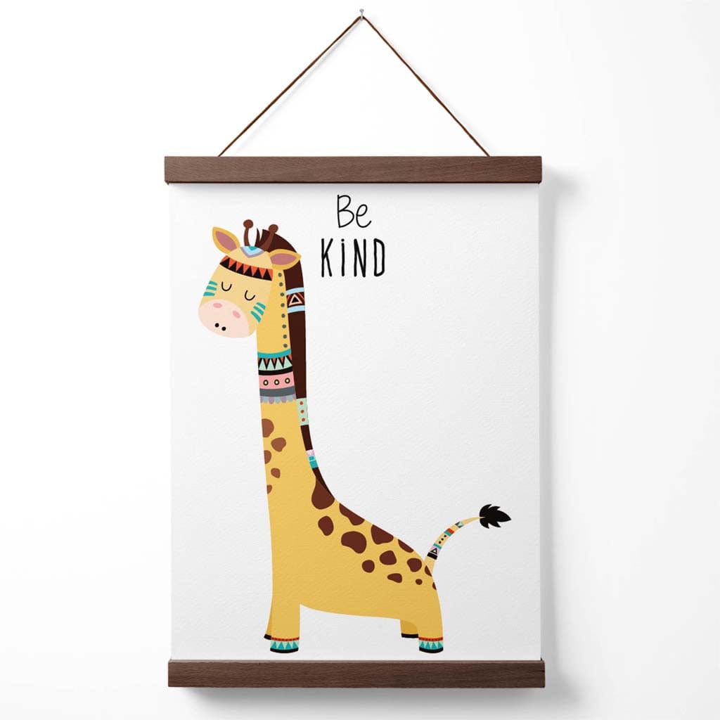 Be friendly Giraffe Tribal Animal Quote Poster with hanger | Bowlift