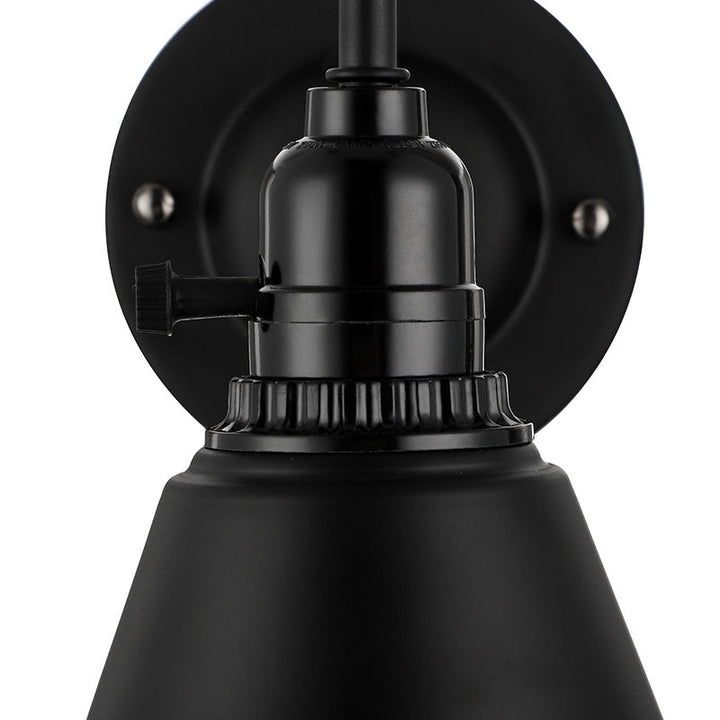 BowLift | 1 head gooseneck wall light with conical shade industrial black metal wall lamp for the dining room