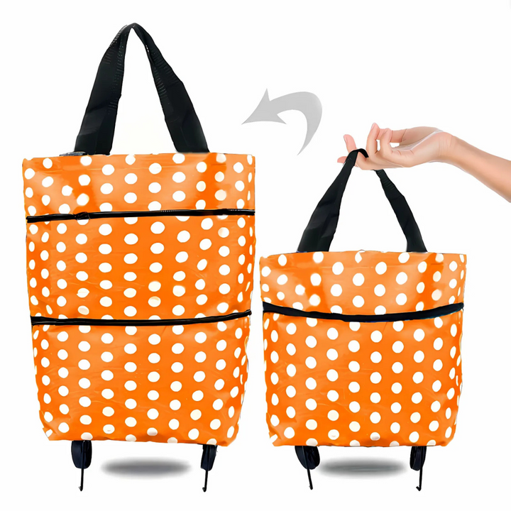 Foldable shopping trolley with expandable wheels | Bowlift