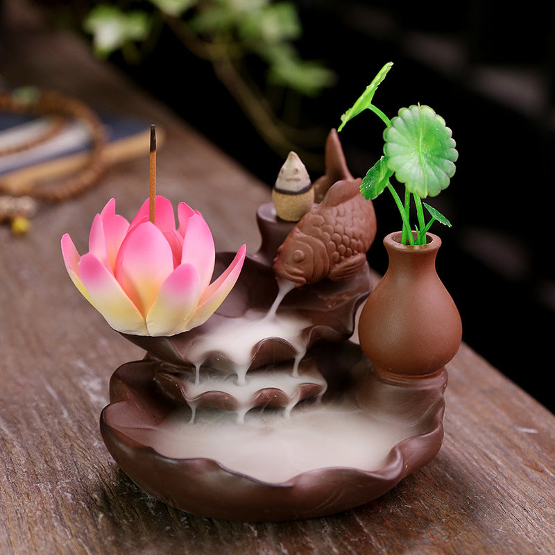 Lotus-inspired Aromatic Waterfall Incense Holder