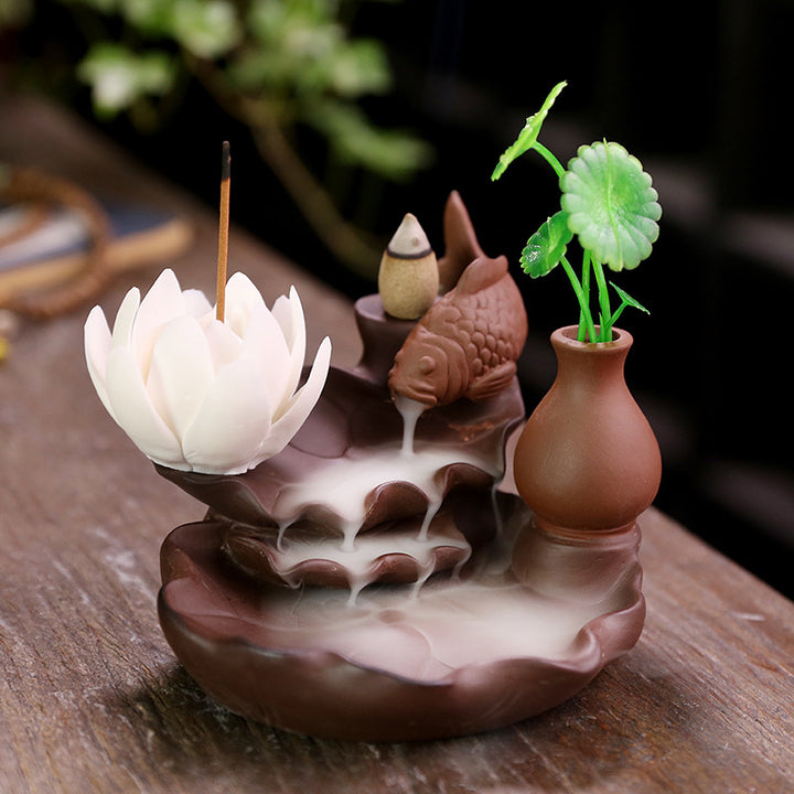 Lotus-inspired Aromatic Waterfall Incense Holder